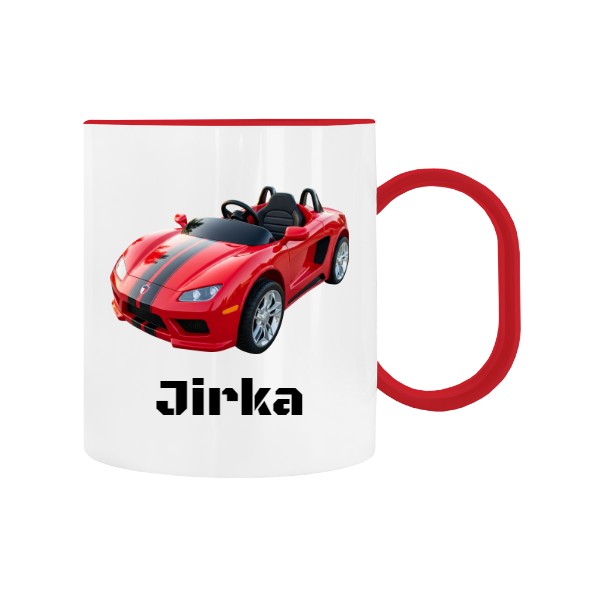 Dětský hrnek plastový s potiskem autíčko s vlastním jménem