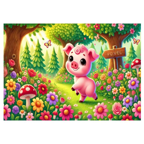 Puzzle A3 Happy Piglet on a Magical Forest Path