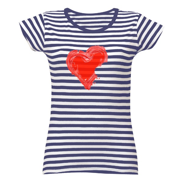 Tričko s potiskem Pruhy a srdce