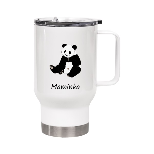 Cestovní termohrnek s uchem s potiskem Termohrnek Panda